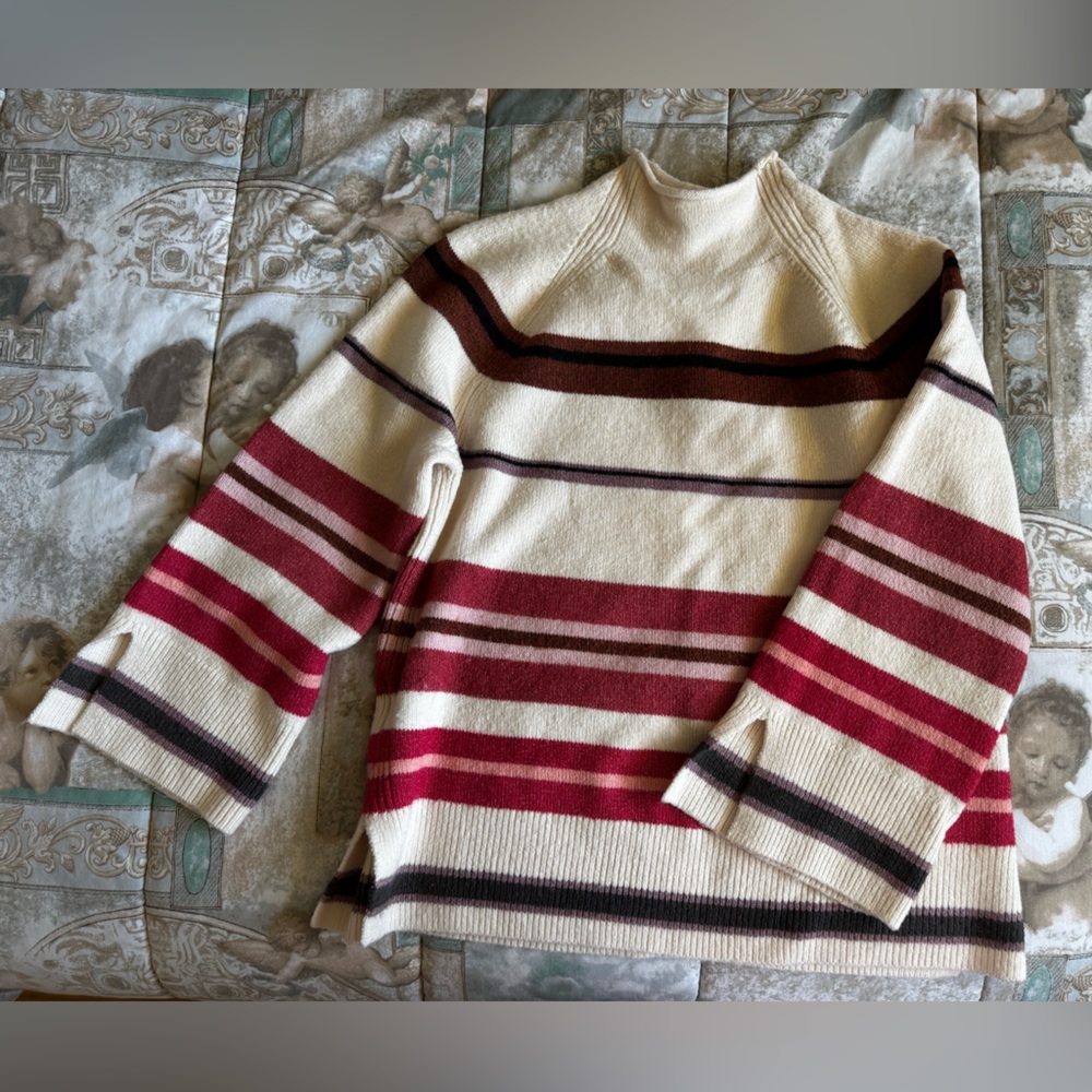 LOFT Brand Striped Sweater in Red and Cream